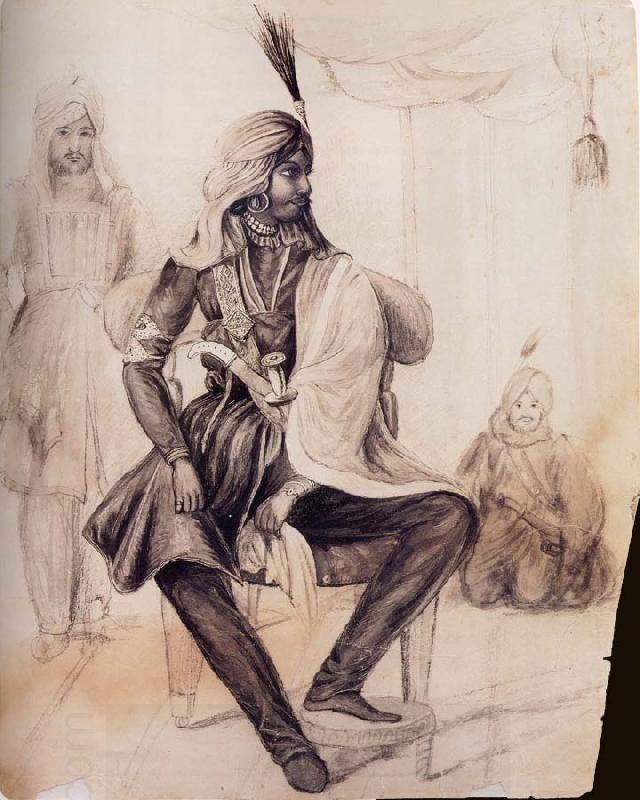 unknow artist Portrait of Hira Singh,Favorite of the Sikh Leader Ranjit Singh China oil painting art